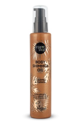 Organic Shop Body Shimmer Oil Caramel & Papaya Λάδι Σώματος για Λάμψη 100 ml