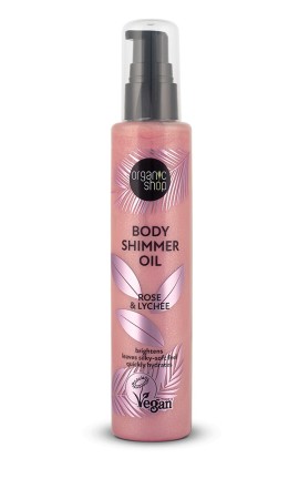 Organic Shop Body Shimmer Oil Rose & Lychee Λάδι Σώματος για Λάμψη 100 ml