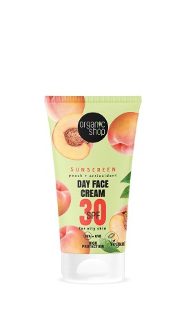 Organic Shop Sunscreen Day Face Cream Peach + Antioxidant for Oily Skin SPF30 50 ml