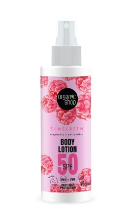 Organic Shop Sunscreen Body Lotion Raspberry + Antioxidant SPF50 150 ml