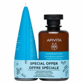 Apivita Hydration Shampoo 250 ml + Conditioner 150 ml Πακέτο με Σαμπουάν και Μαλακτικό με Υαλουρονικό Οξύ & Αλόη
